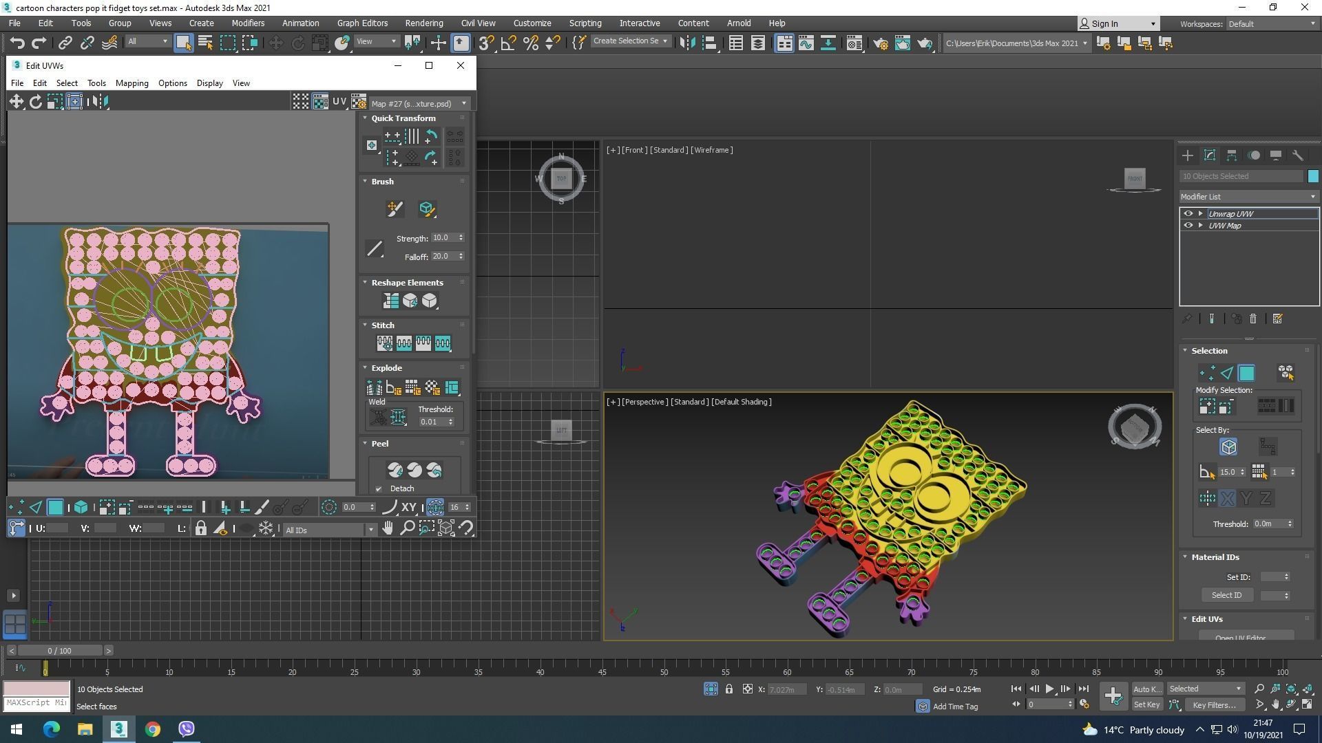 Spongebob and Patrick Pop It Fidget Toys Set 3D model_23