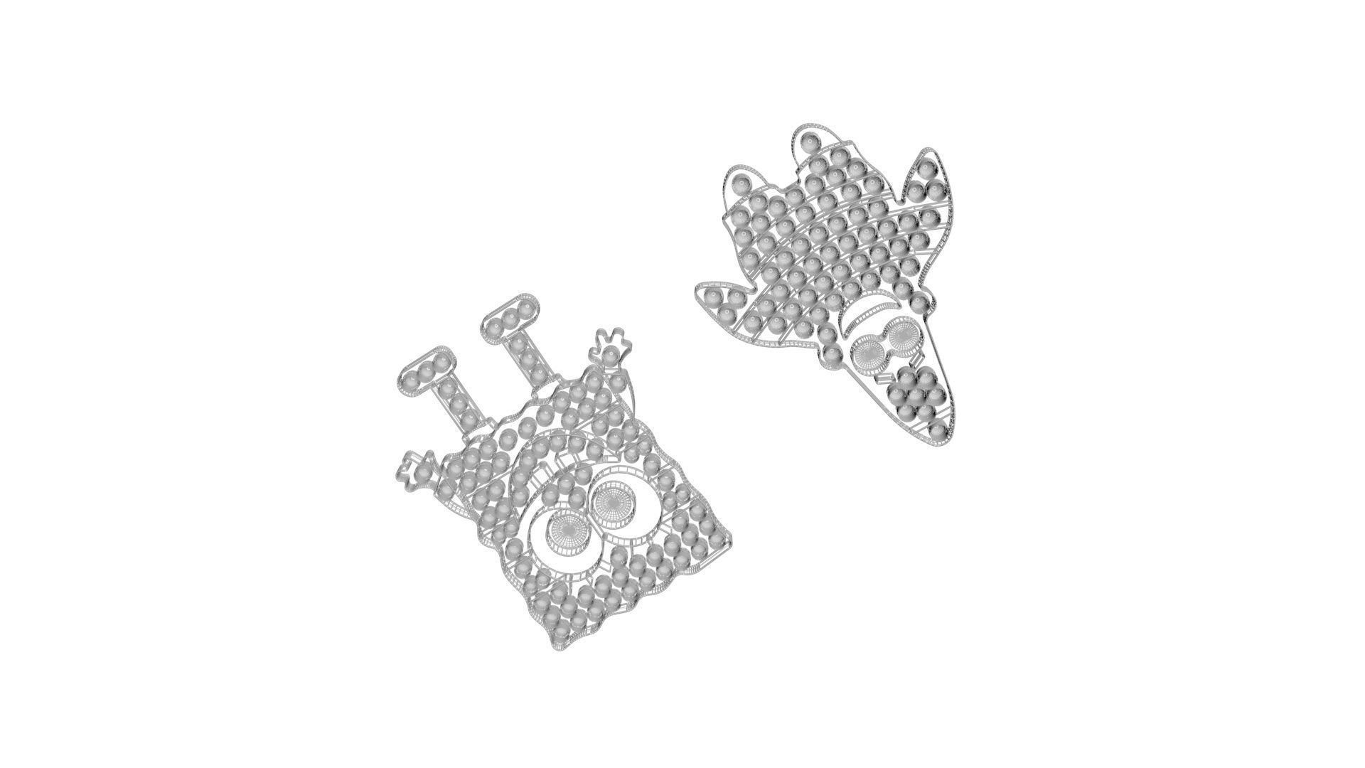 Spongebob and Patrick Pop It Fidget Toys Set 3D model_16