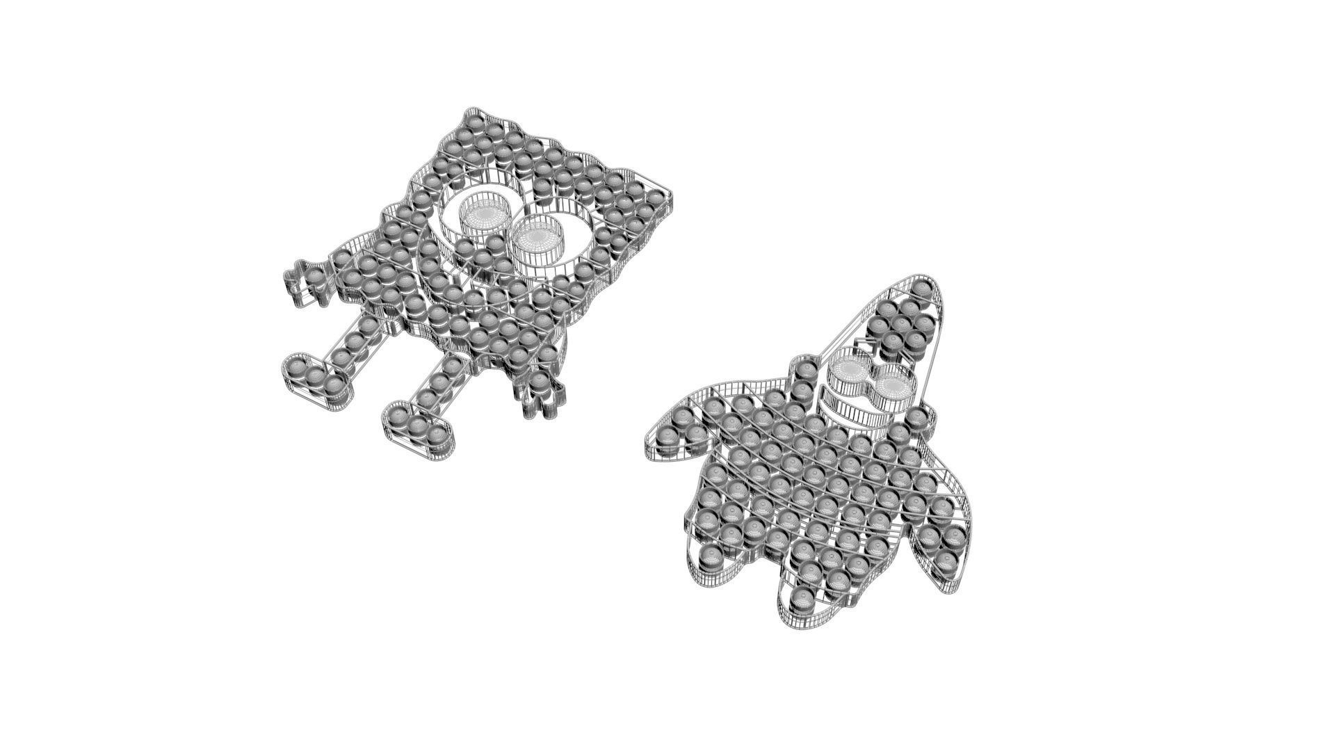 Spongebob and Patrick Pop It Fidget Toys Set 3D model_14