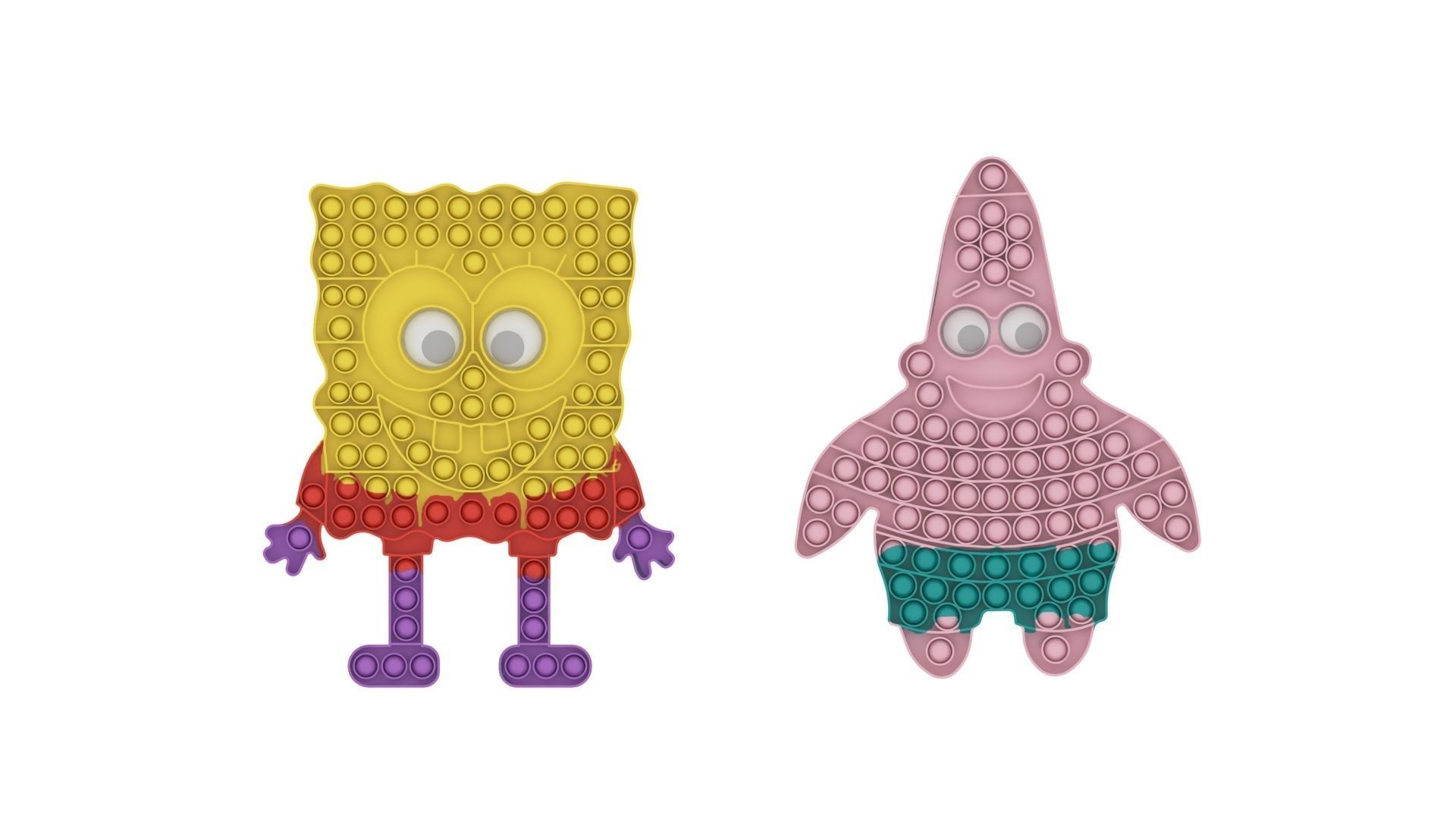 Spongebob and Patrick Pop It Fidget Toys Set 3D model_9