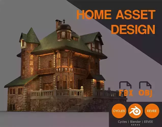 3D HOME GAME ASSET  Low-poly 3D model