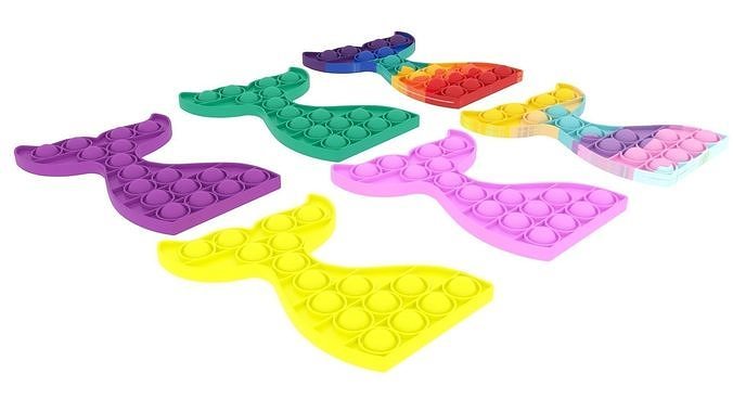 Mermaid Tail Pop It Fidget Toys Set 3D model