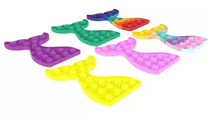 Mermaid Tail Pop It Fidget Toys Set