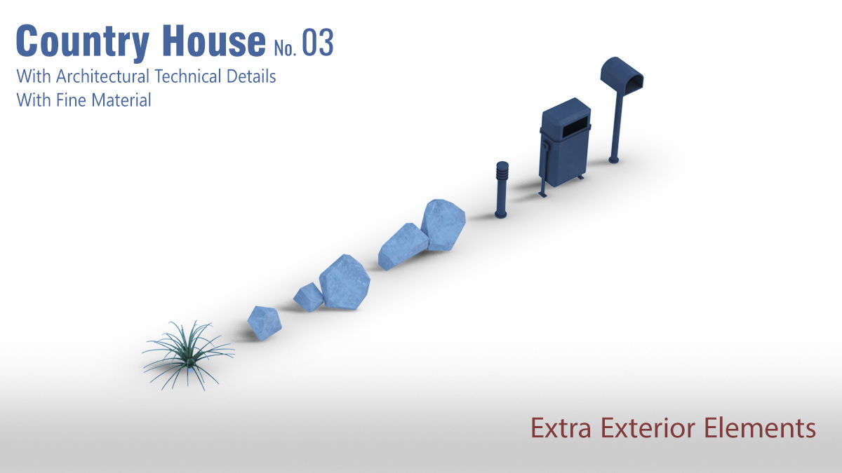 Country House No 03 Low-poly 3D model_7