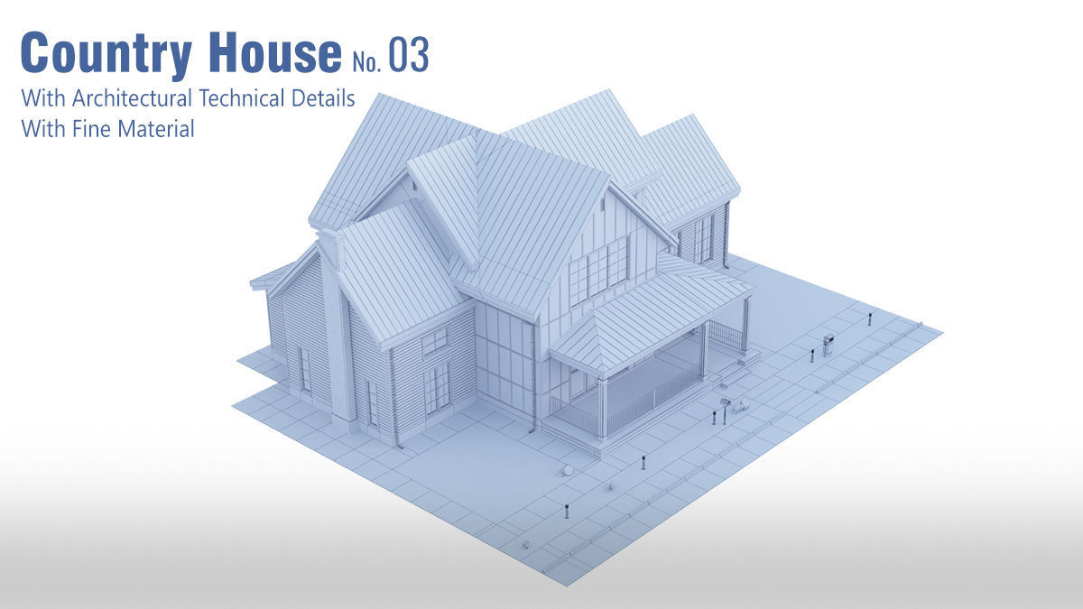 Country House No 03 Low-poly 3D model_5