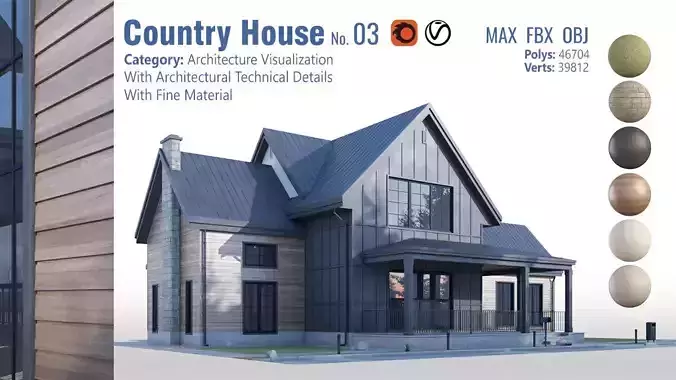 Country House No 03 Low-poly 3D model