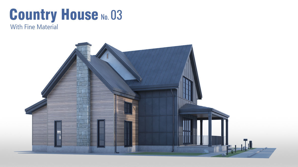 Country House No 03 Low-poly 3D model_8