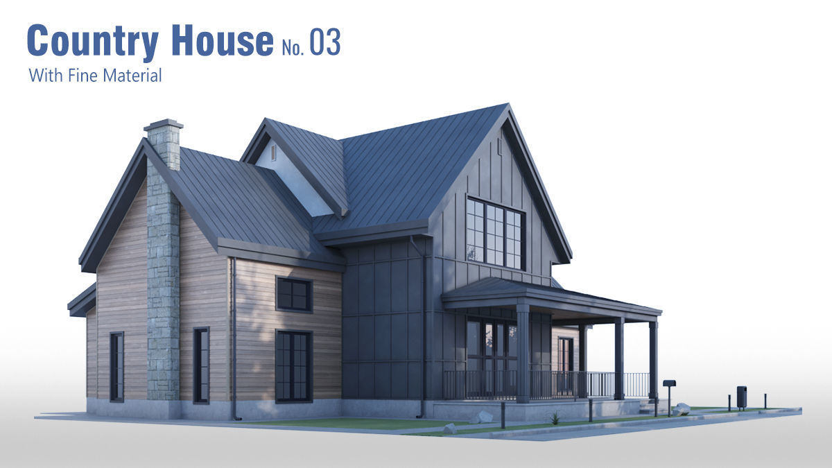 Country House No 03 Low-poly 3D model_3