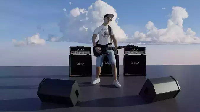GUITARIST young man playing guitar 3D model