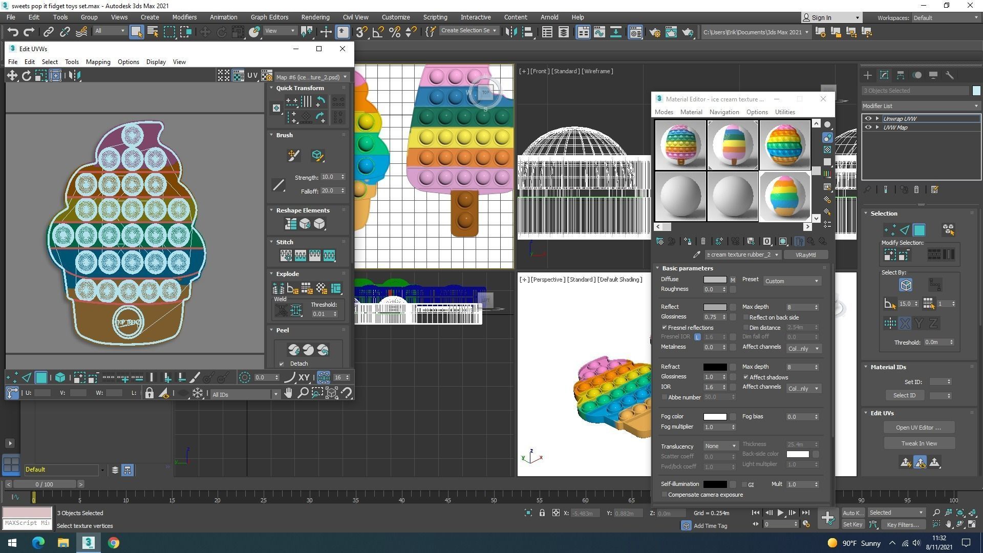 Sweets Pop It Fidget Toys Set 3D model_32