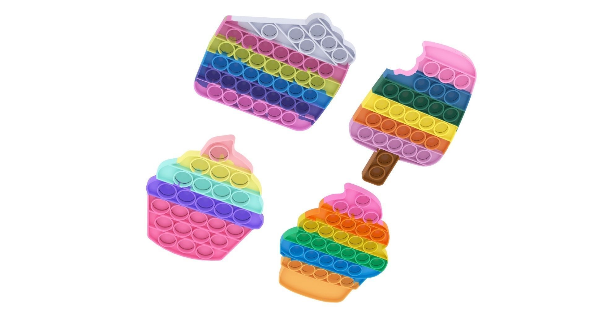 Sweets Pop It Fidget Toys Set 3D model_9