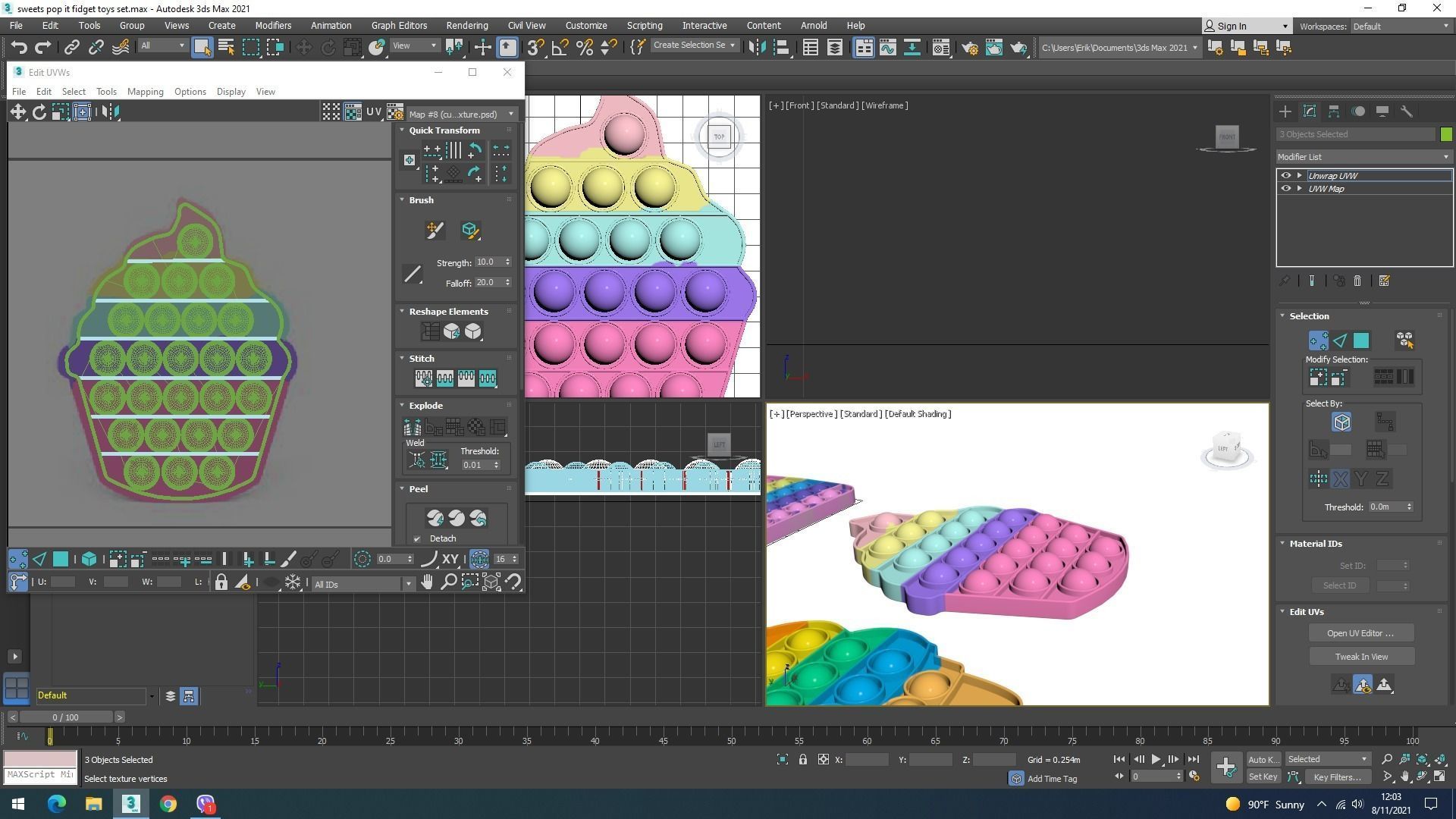 Sweets Pop It Fidget Toys Set 3D model_31