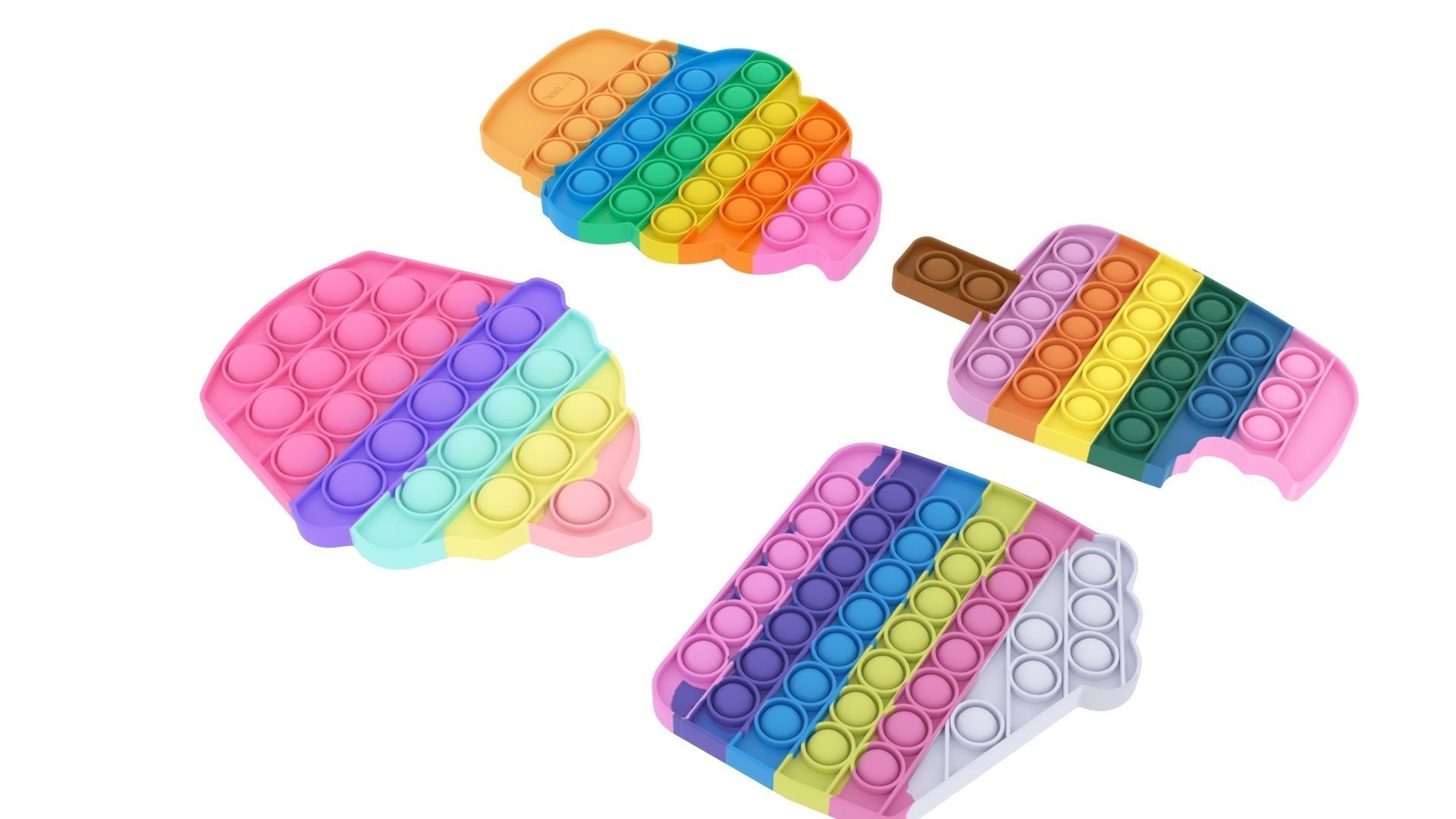 Sweets Pop It Fidget Toys Set 3D model_2