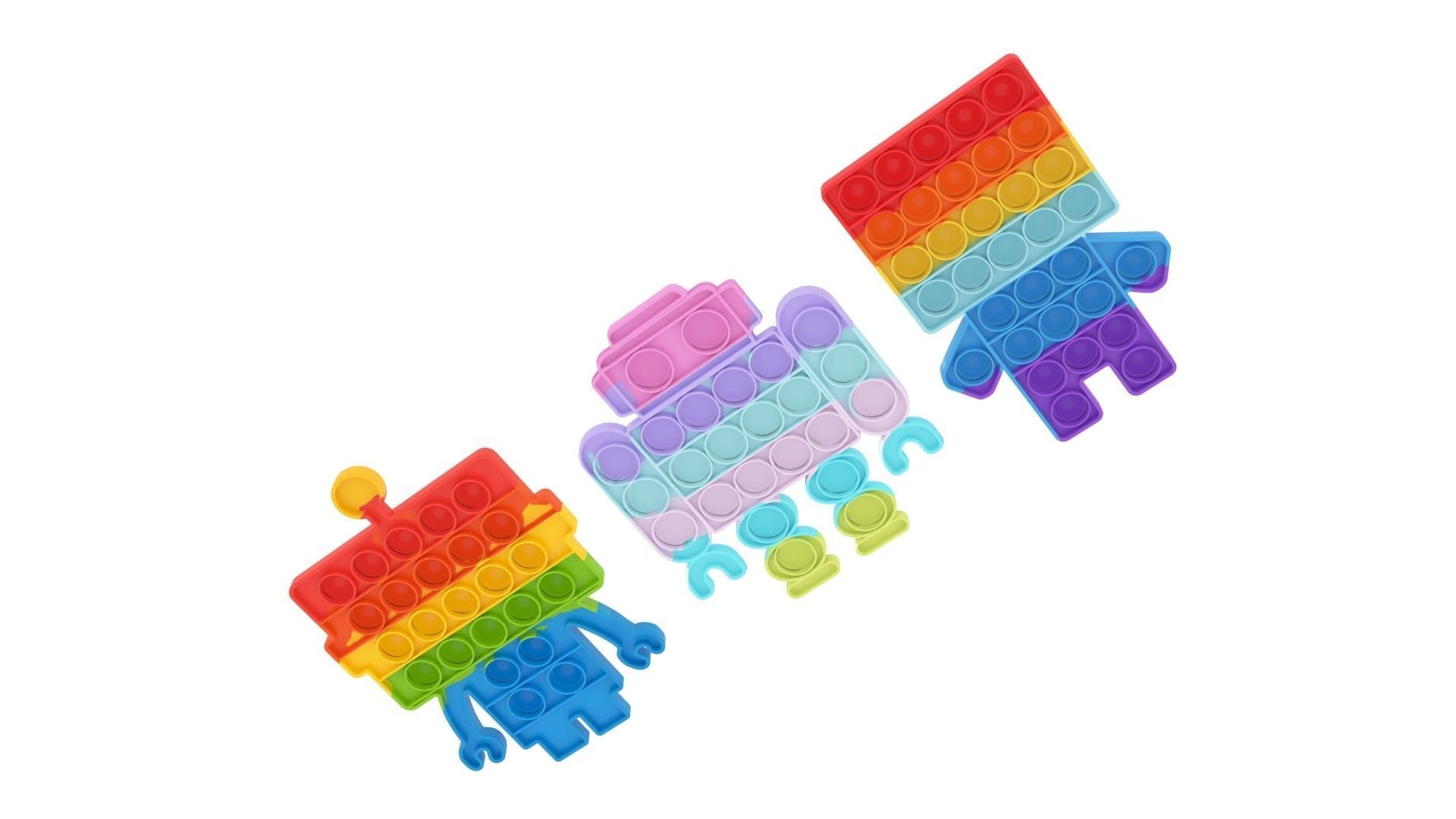 Robot Pop It Fidget Toys Set 3D model_11