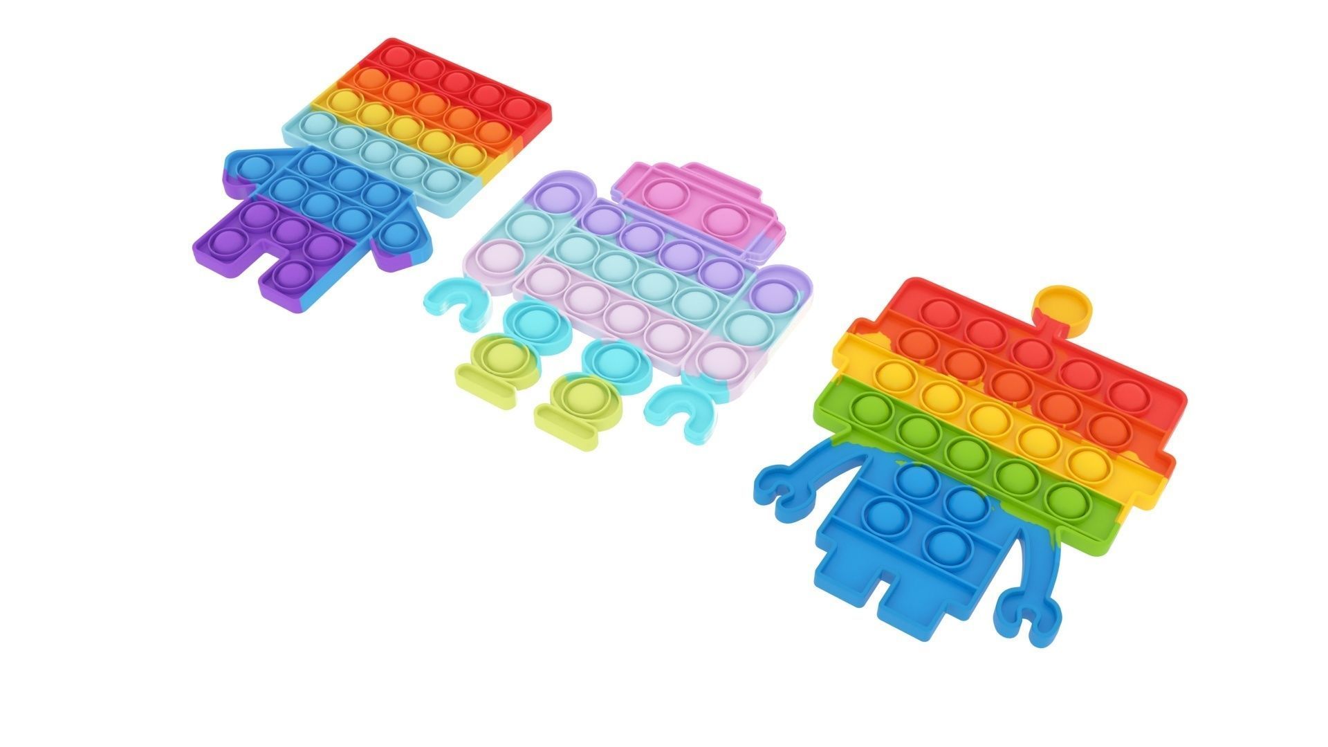 Robot Pop It Fidget Toys Set 3D model_5