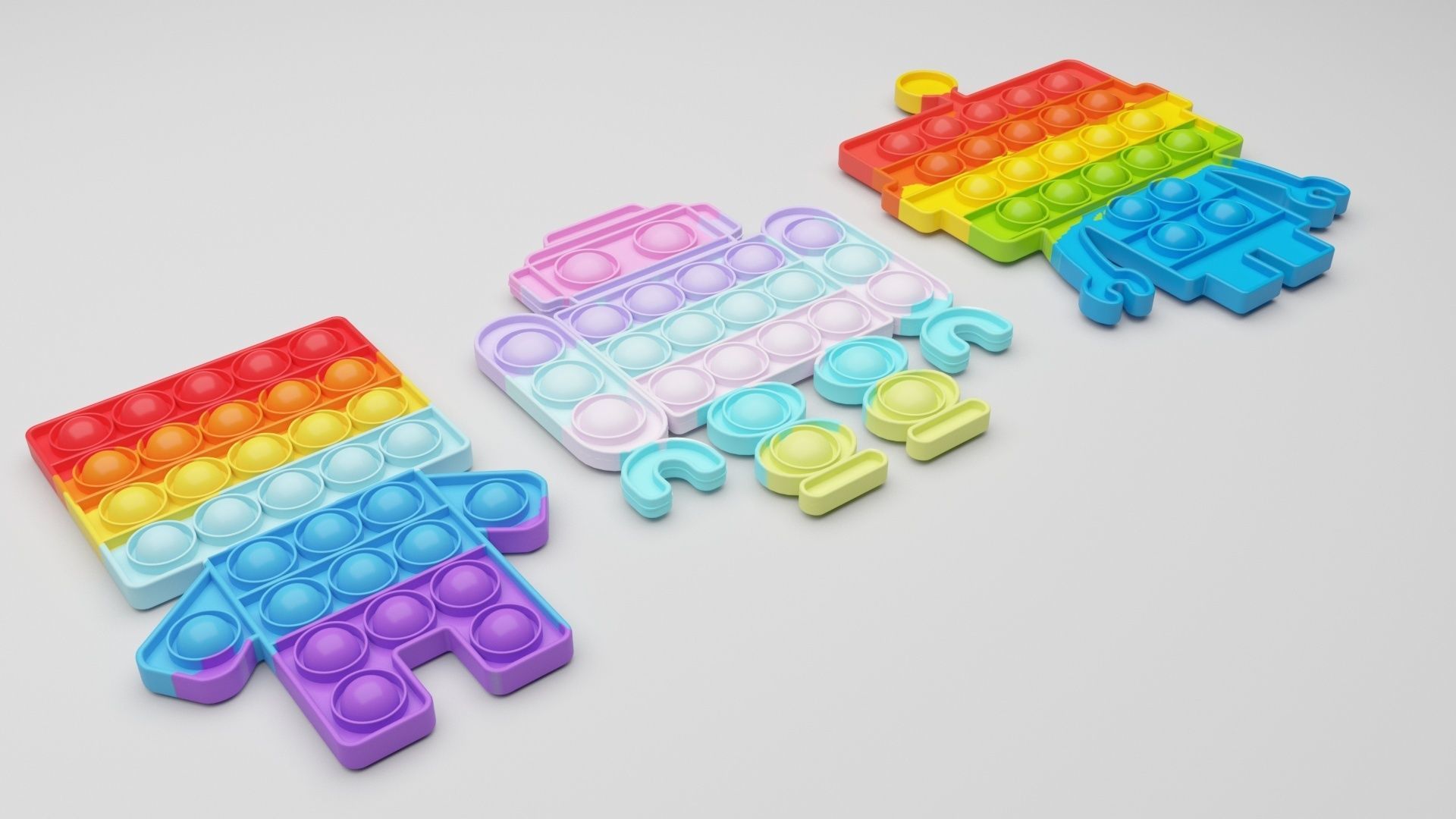 Robot Pop It Fidget Toys Set 3D model_22