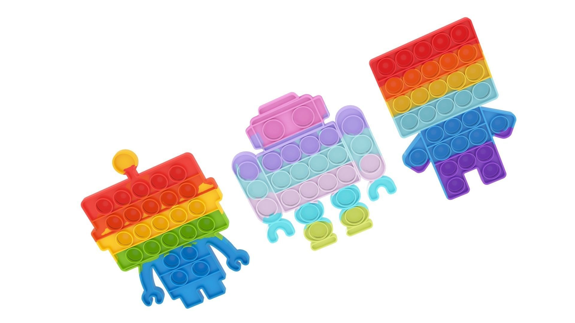 Robot Pop It Fidget Toys Set 3D model_9