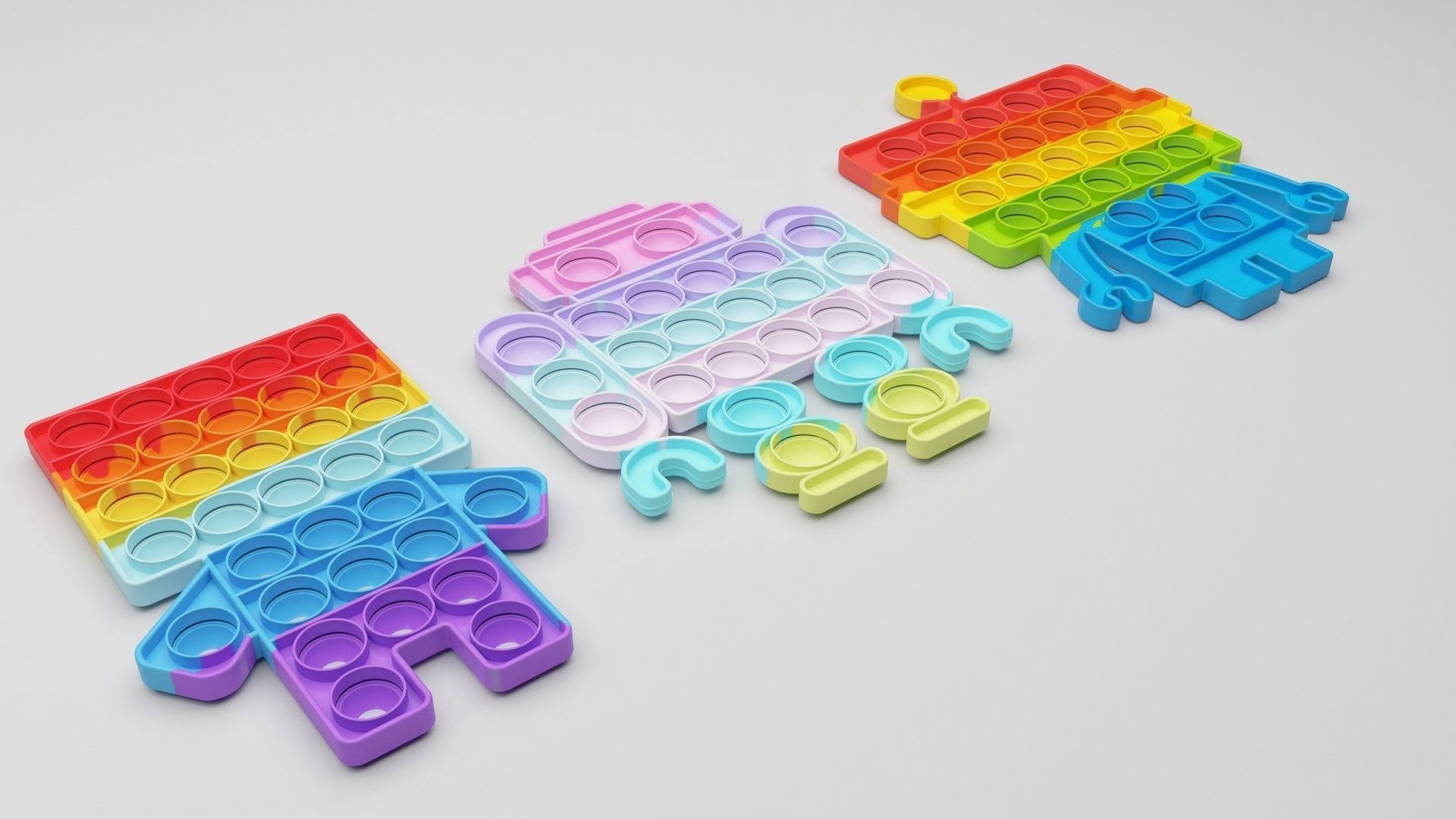 Robot Pop It Fidget Toys Set 3D model_23