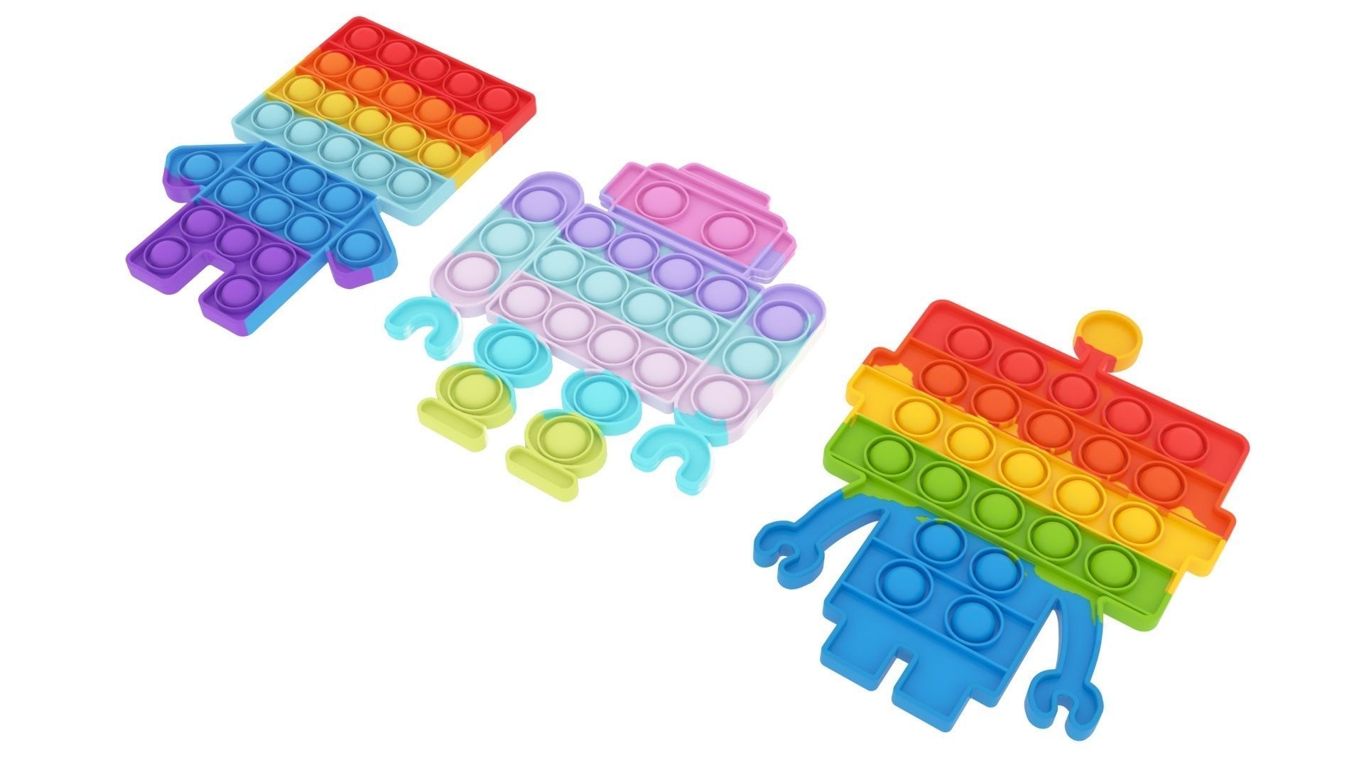 Robot Pop It Fidget Toys Set 3D model_1