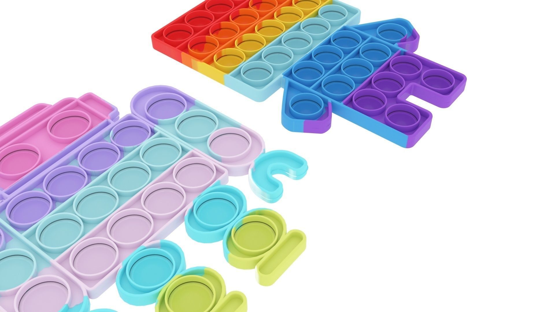 Robot Pop It Fidget Toys Set 3D model_12