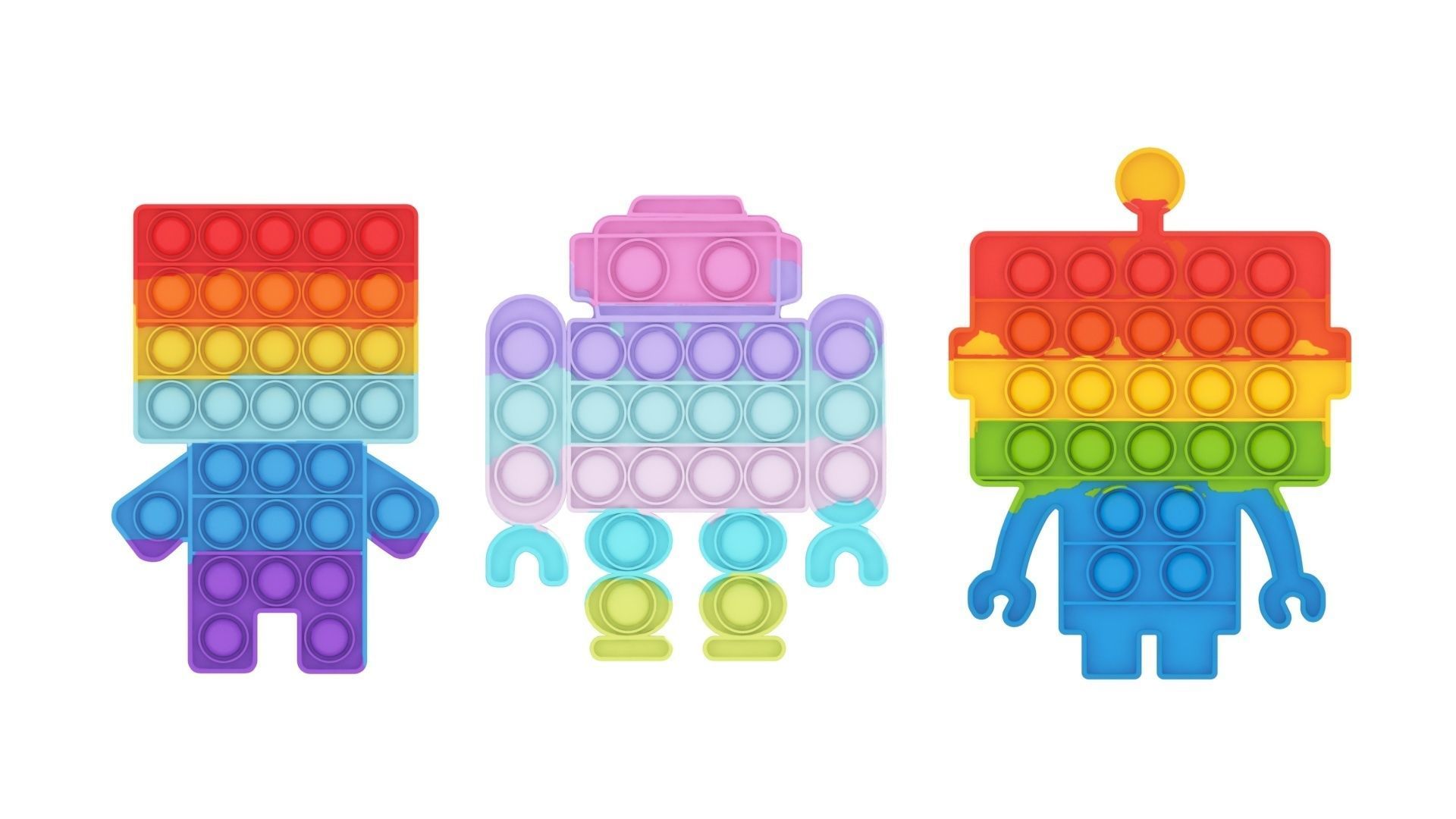 Robot Pop It Fidget Toys Set 3D model_13