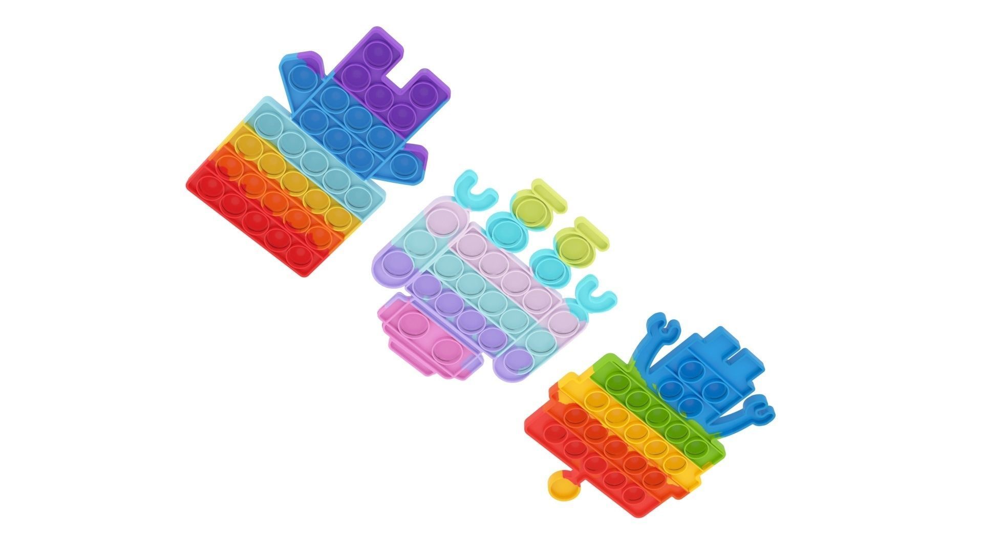 Robot Pop It Fidget Toys Set 3D model_10