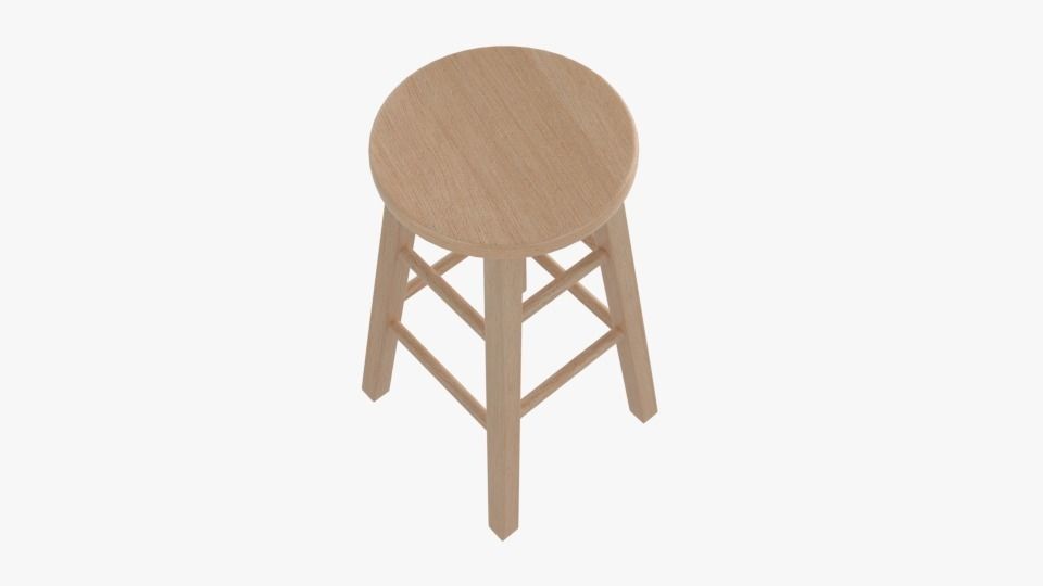 Wooden Stool 3D model_4