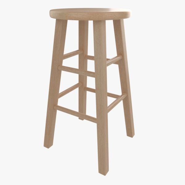 Wooden Stool 3D model_1