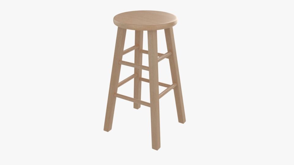 Wooden Stool 3D model_5