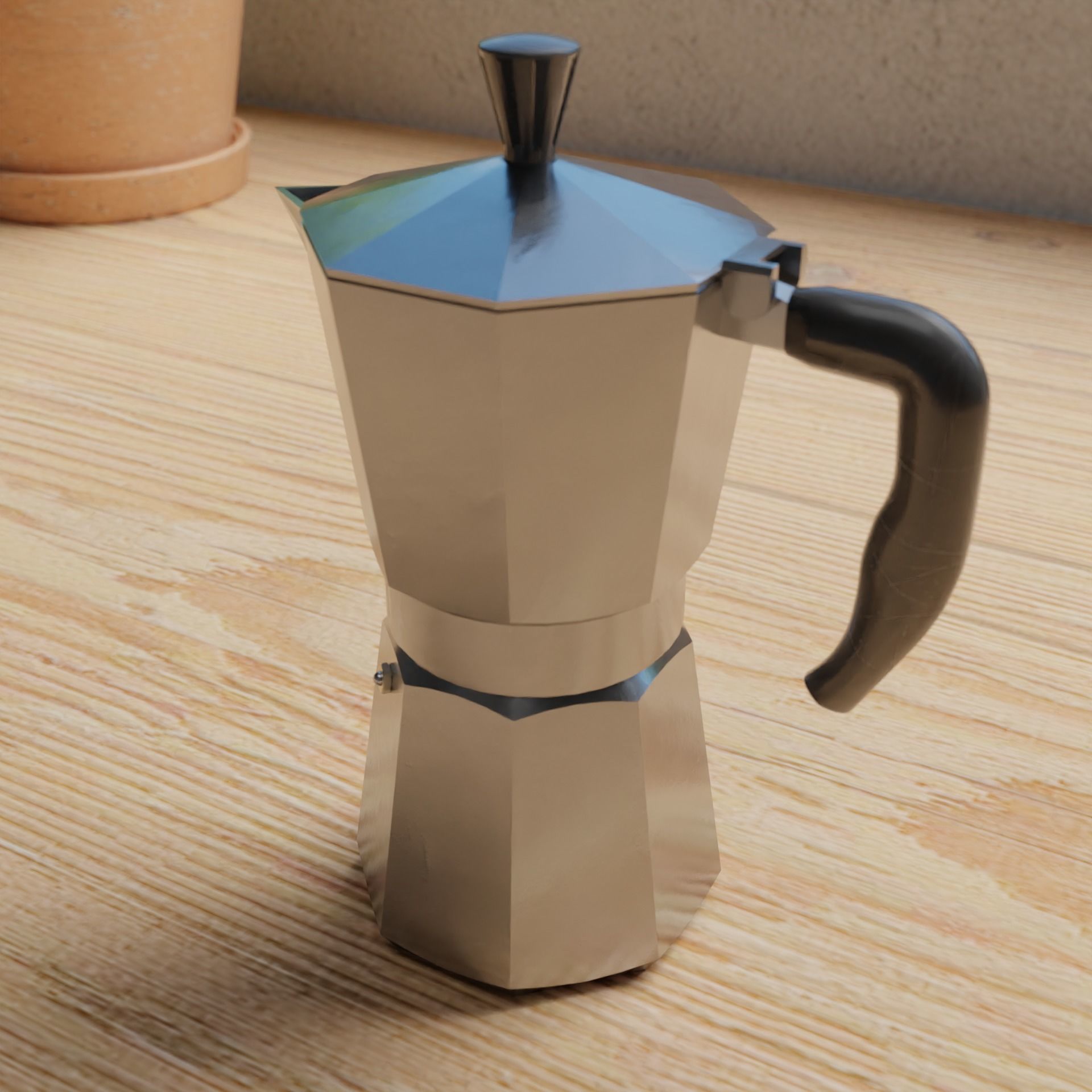Italian Expresso Coffee Maker Low-poly 3D model_1