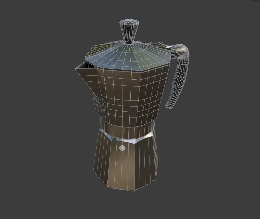Italian Expresso Coffee Maker Low-poly 3D model_3