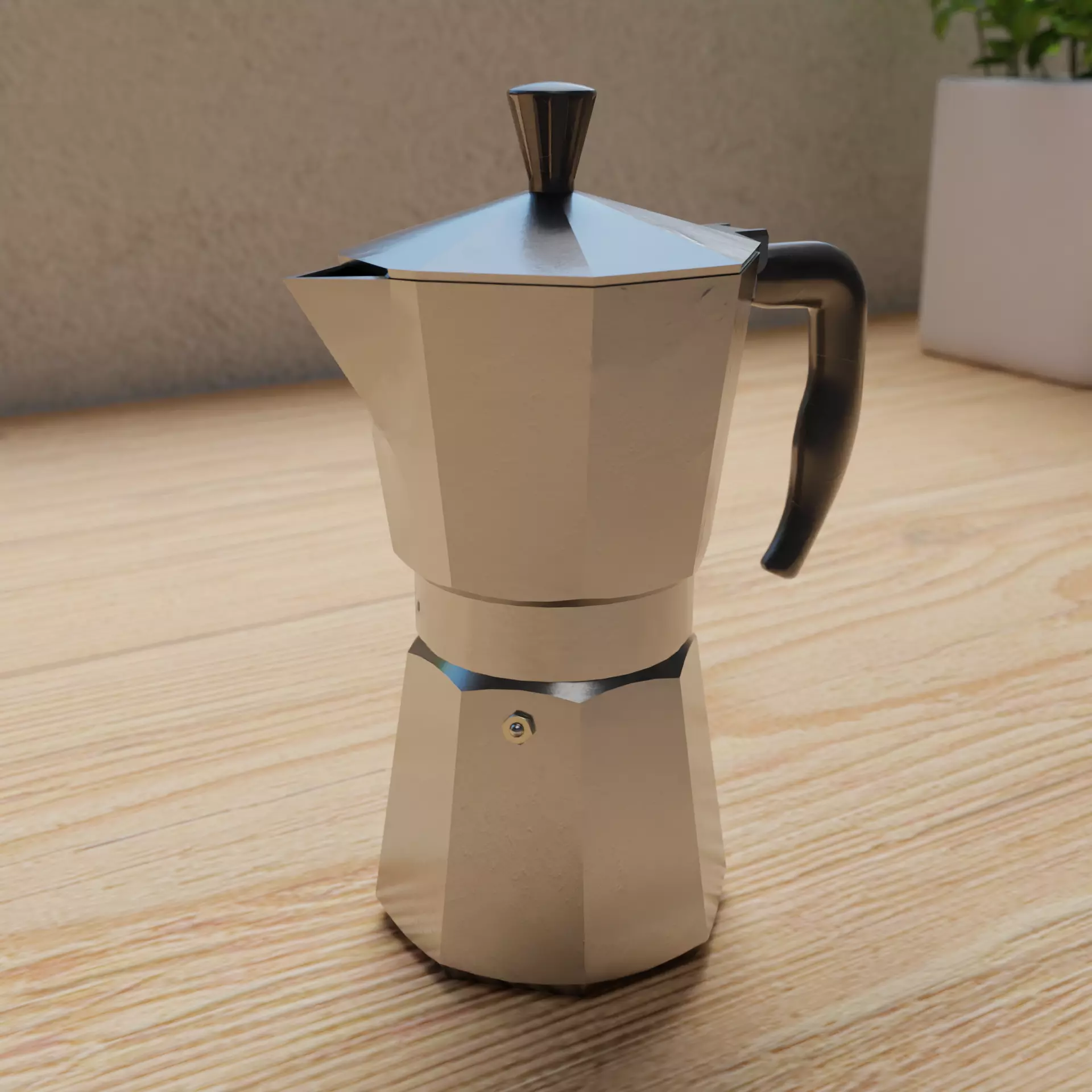 Italian Expresso Coffee Maker Low-poly 3D model_0