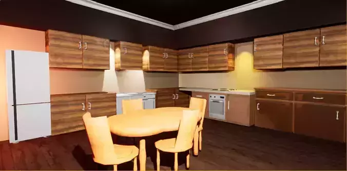 Kitchen with wooden cabinets