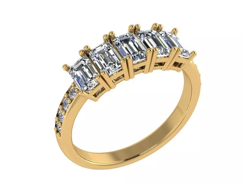Ring424 four stone diamond ring gold 3D print model_0