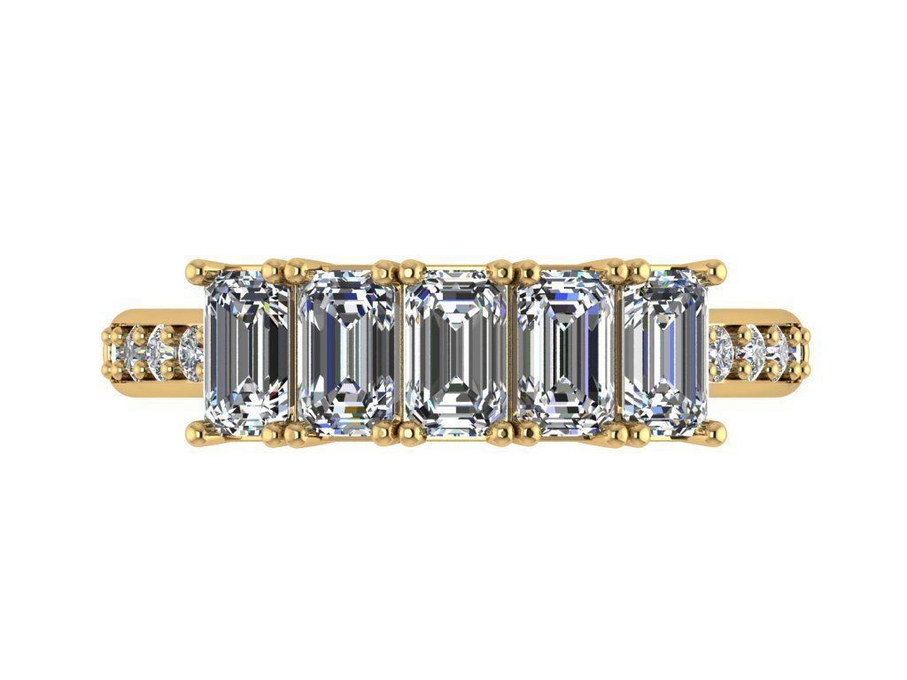 Ring424 four stone diamond ring gold 3D print model_1