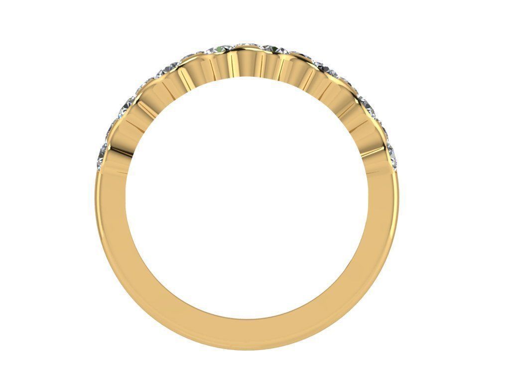 Ring425 gold ring with three rows of diamonds 3D print model_2