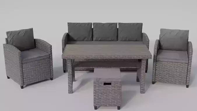 Garden furniture set sofa chair table pouffe