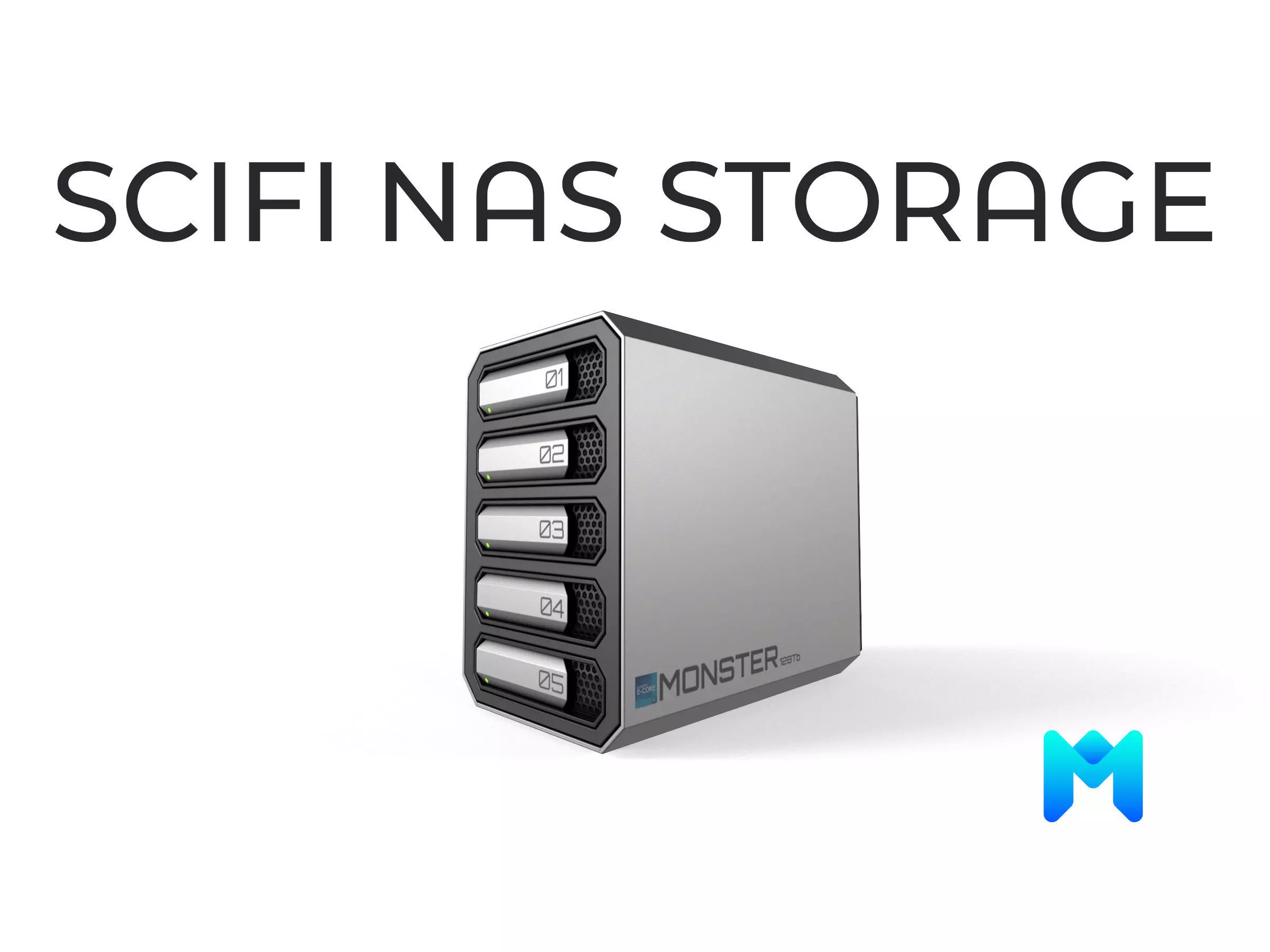Scifi Network Atached Storage server Low-poly 3D model_0