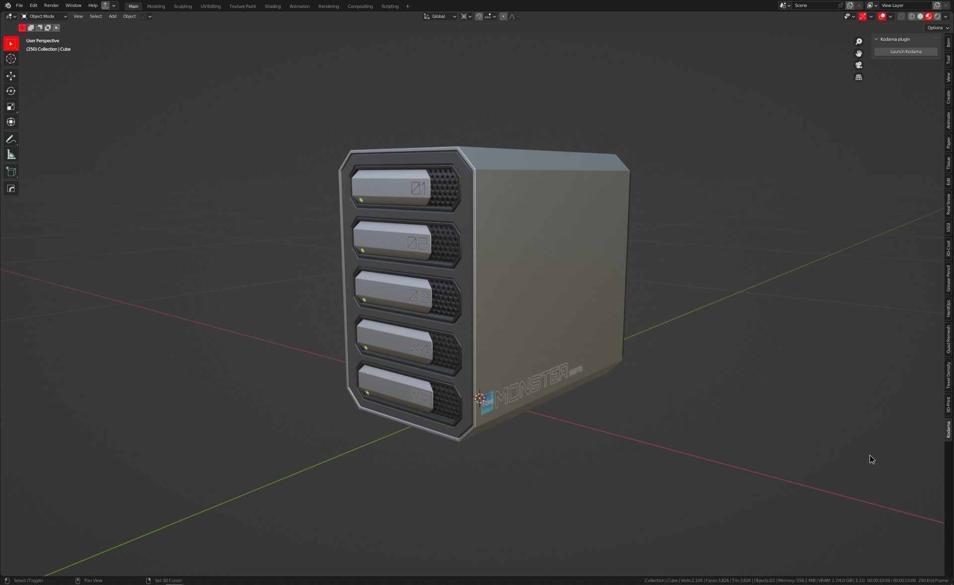 Scifi Network Atached Storage server Low-poly 3D model_12