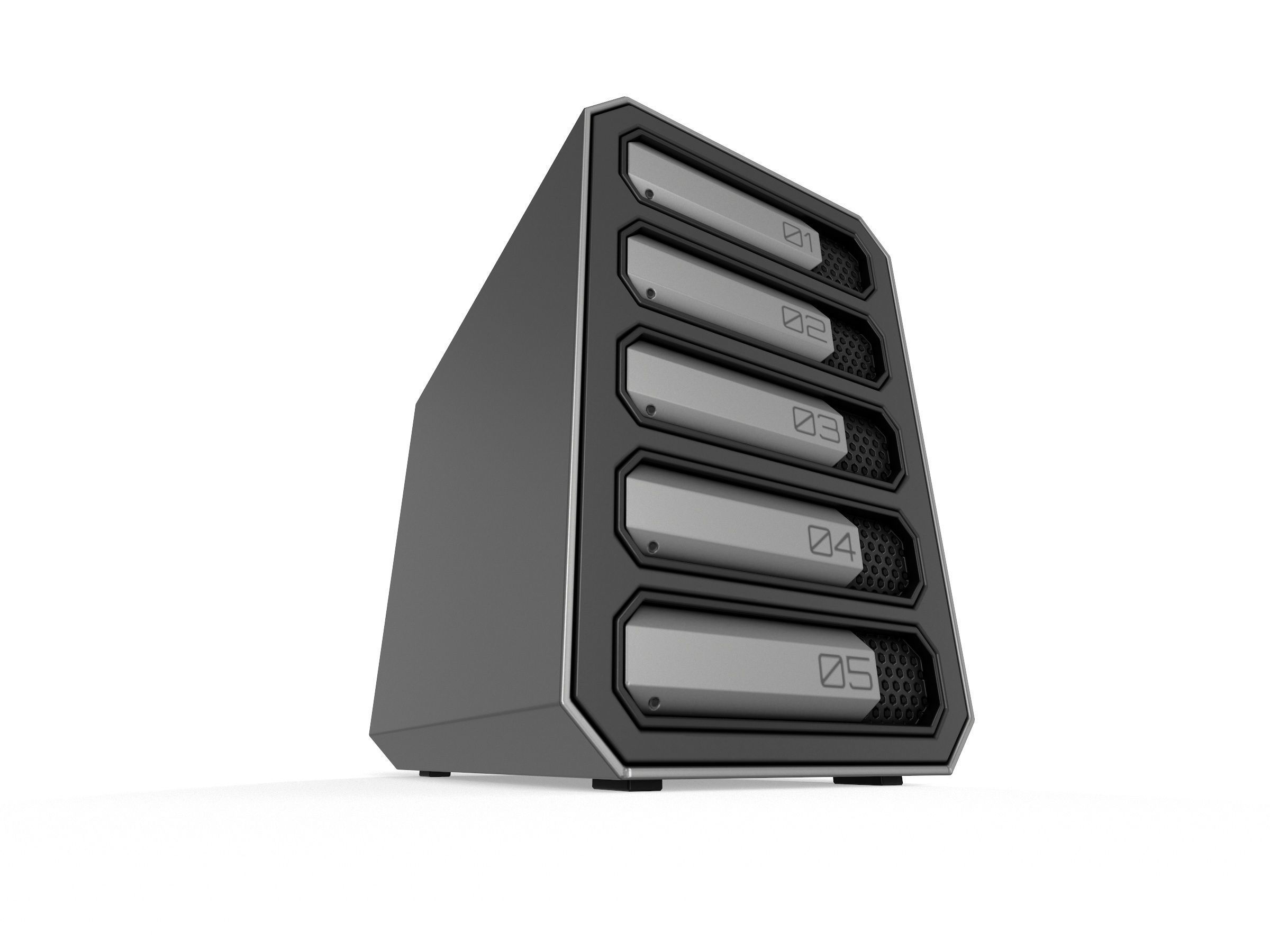 Scifi Network Atached Storage server Low-poly 3D model_7