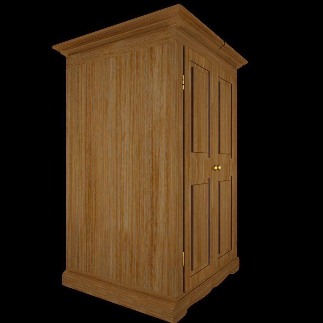 Mueble wooden armoire with two doors Low-poly 3D model_7