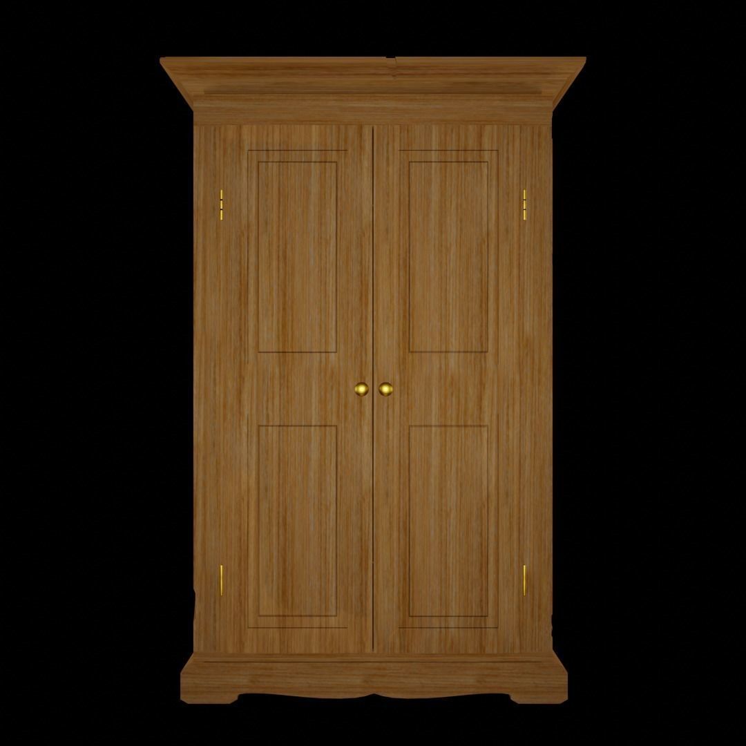 Mueble wooden armoire with two doors Low-poly 3D model_9