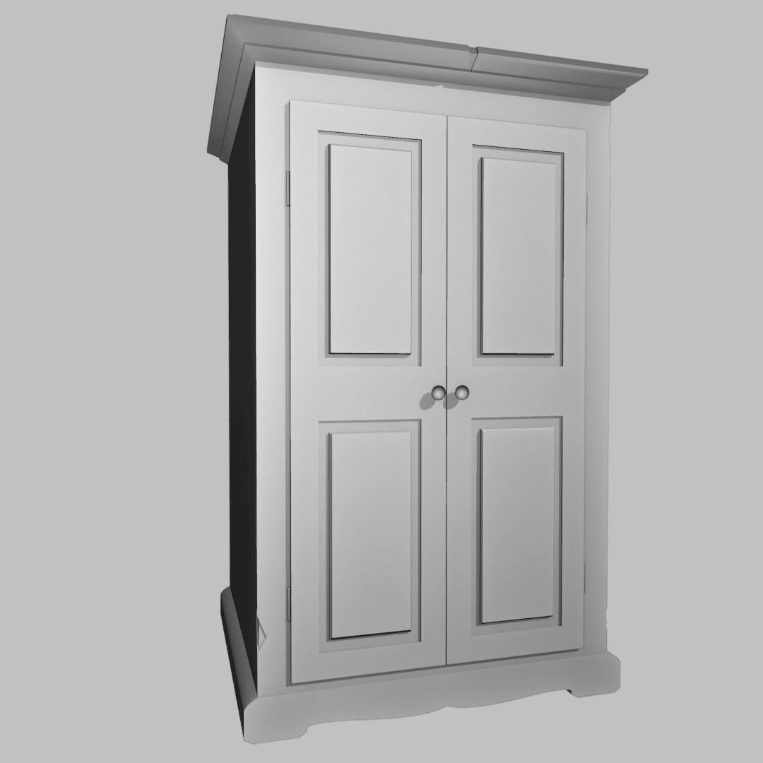 Mueble wooden armoire with two doors Low-poly 3D model_5