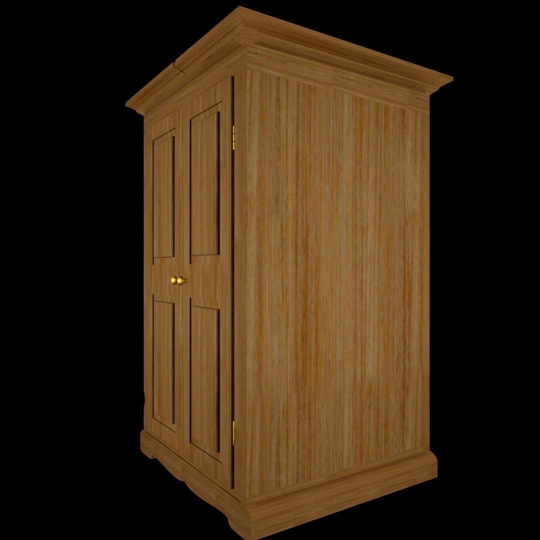 Mueble wooden armoire with two doors Low-poly 3D model_6