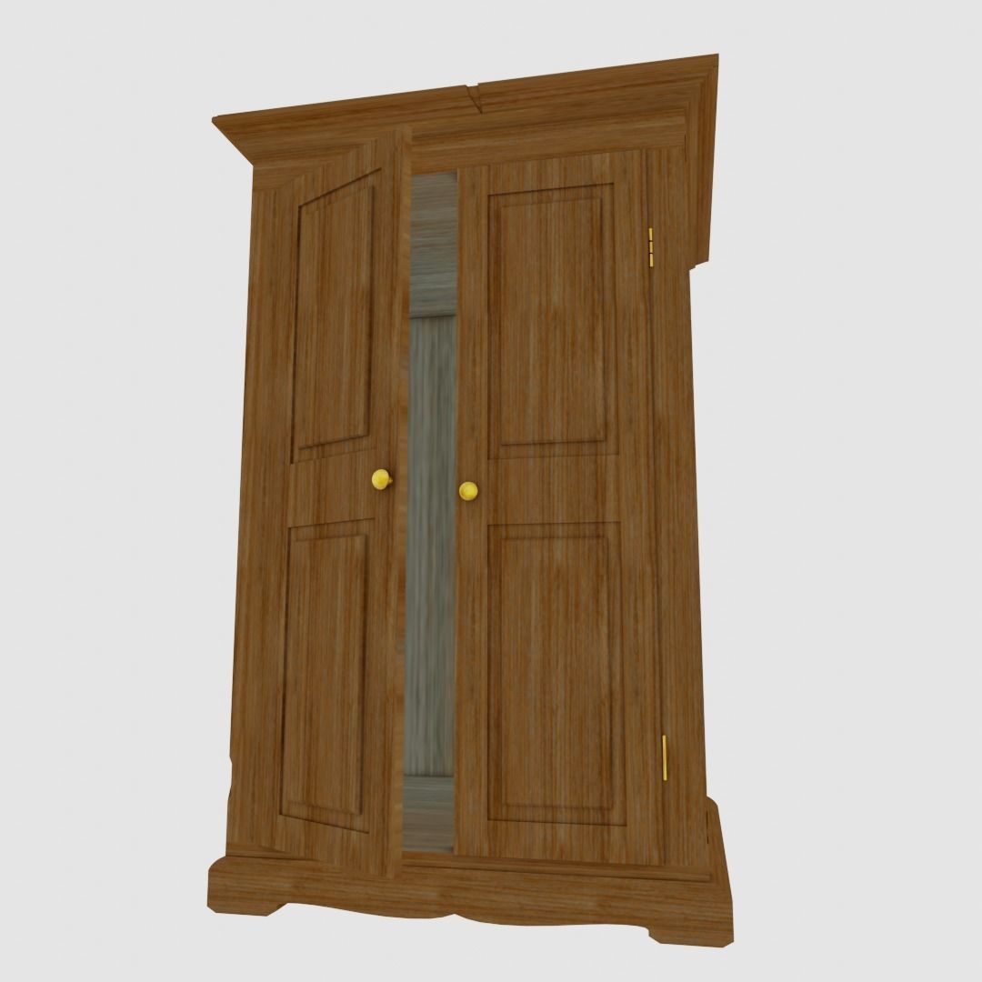 Mueble wooden armoire with two doors Low-poly 3D model_2