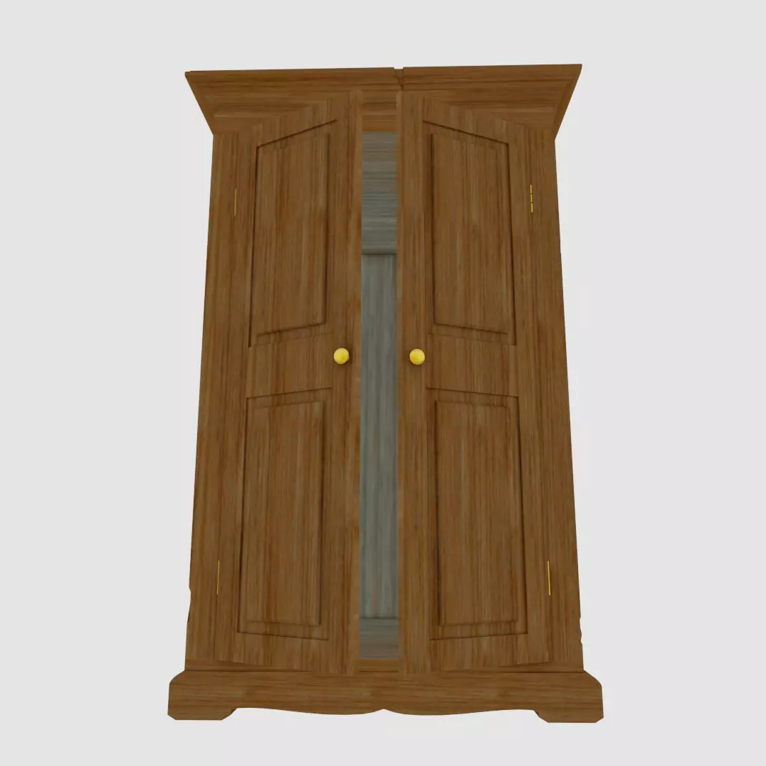 Mueble wooden armoire with two doors Low-poly 3D model_0
