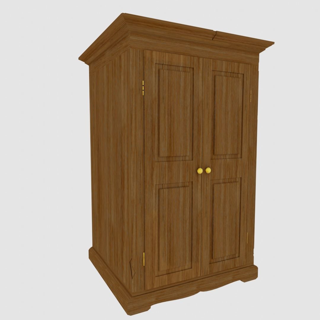 Mueble wooden armoire with two doors Low-poly 3D model_4