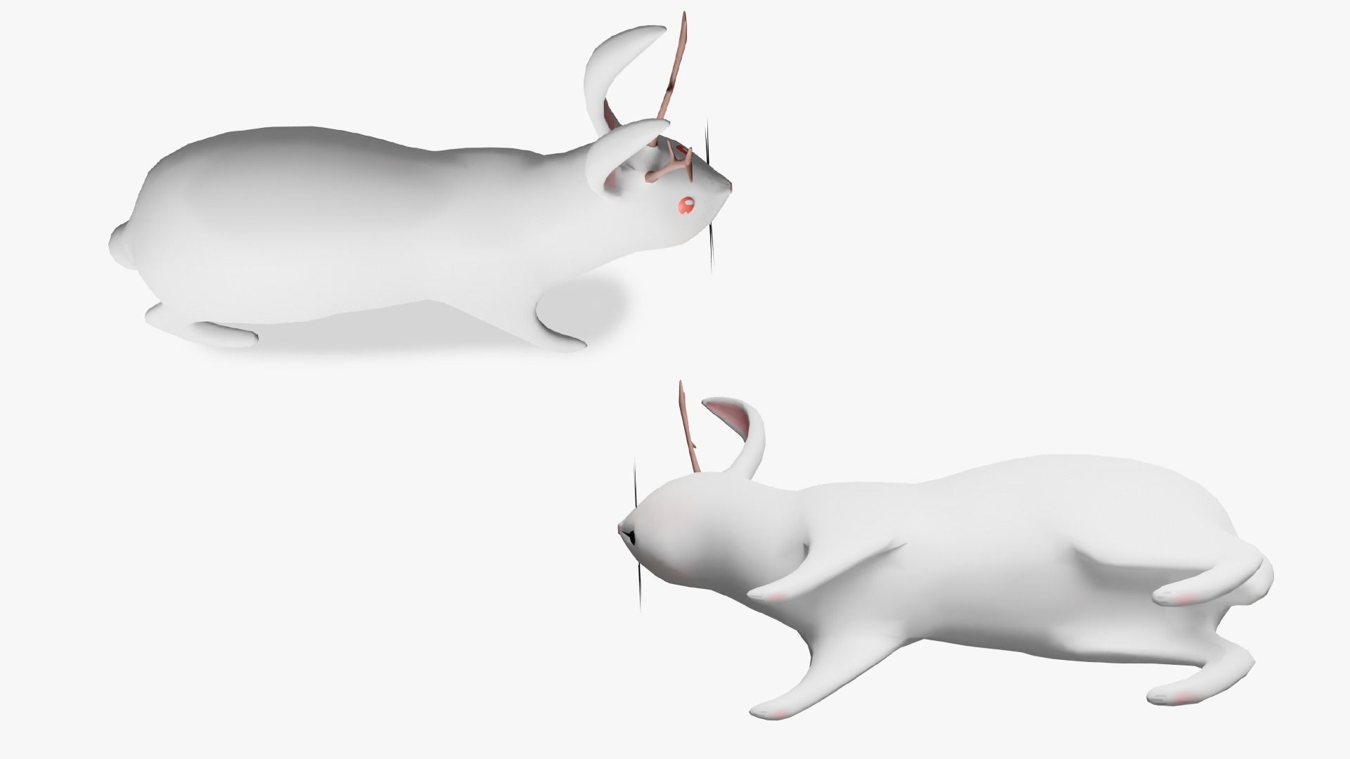 Mythical Rabbit Jackalope Low-poly 3D model_9