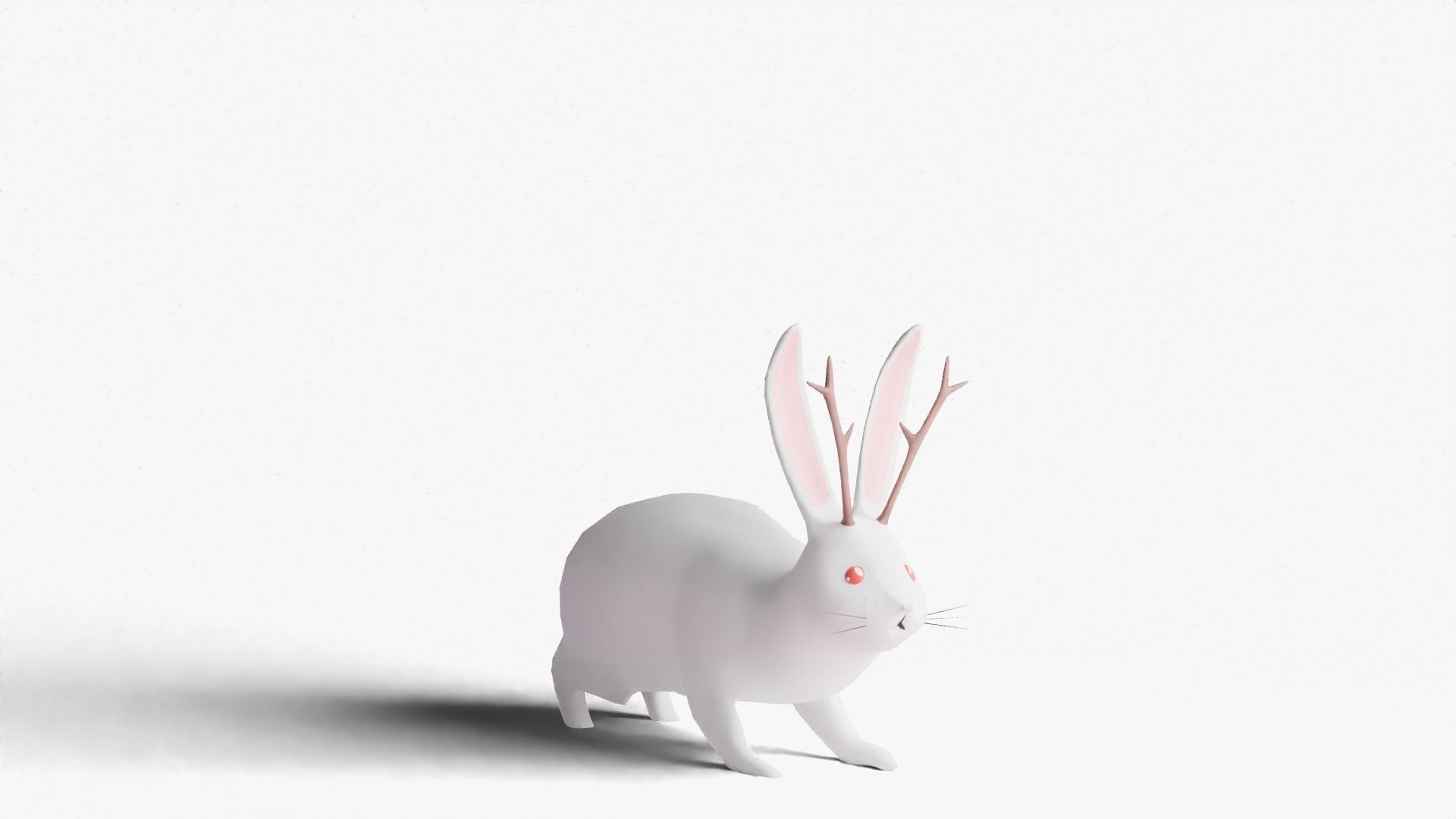 Mythical Rabbit Jackalope Low-poly 3D model_22