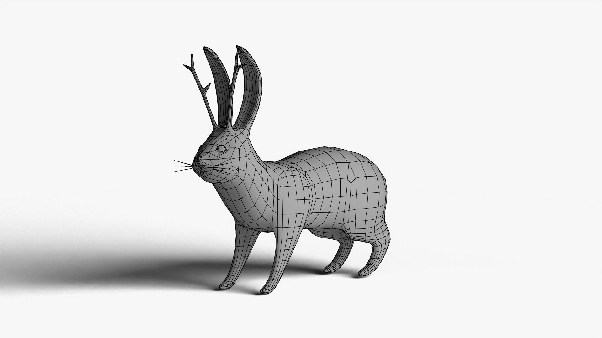 Mythical Rabbit Jackalope Low-poly 3D model_8